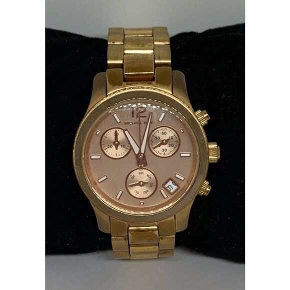 Michael Kors Runway MK5430 Women RoseGold Stainless Steel Analog Dial Watch PB15 - Picture 1 of 8